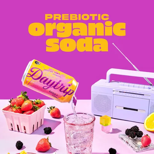Vista 4 de Daytrip Soda prebiótica espumosa orgánica, soda baja en azúcar y alternativa de soda saludable baja en calorías, bebida prebiótica para la salud