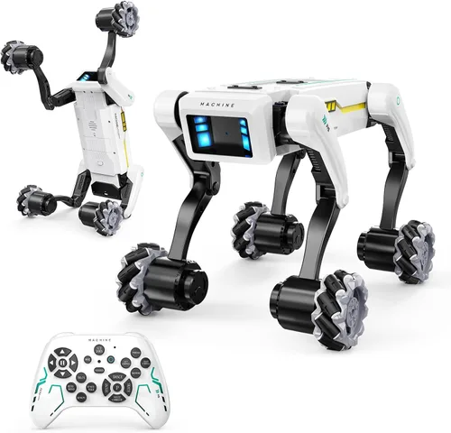 Vista 10 de Kit de perro robot 3 en 1 con ruedas, más de 30 acciones biónicas, voz y control remoto, movimientos programables, batería recargable, juguete