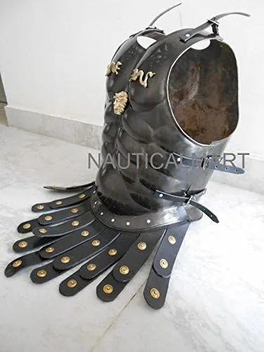 Vista 2 de Disfraz de Halloween medieval romana armadura muscular usable para hombre, color negro