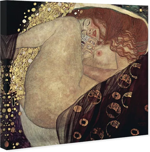 Vista 2 de Wynwood Studio Lienzo decorativo clásico y figurativo, contemporáneo, Gustav Klimt - Danae, arte de pared para sala de estar, dormitorio y baño, 30