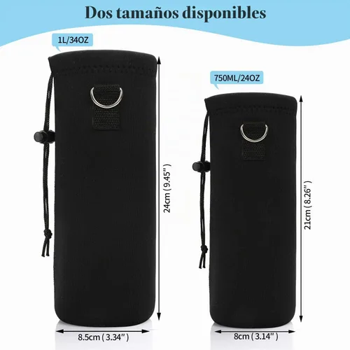 Vista 2 de ToLuLu Funda para botella de agua, funda de neopreno aislada para botella de agua, 25.4 fl oz, 33.8 fl oz, con correa de hombro ajustable