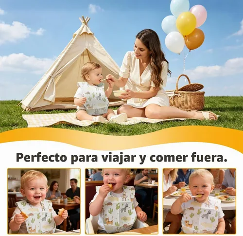 Vista 8 de Disposable Baby Bibs, Disposable Bibs for babies Disposable Feeding Bibs Paper Bibs for Toddler 1-3, Individually Packaged Baby Disposable Bibs, 20