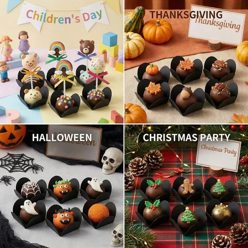 Vista 2 de DOITOOL Papel de envoltura de trufas, 200 piezas de papel de chocolate, forros de trufas de caramelos, envoltorios para magdalenas para cumpleaños