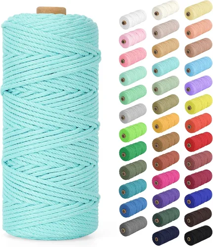 Vista 29 de Cuerda de macramé de 0.079 in x 220 yardas (656 pies), cuerda de algodón natural para colgar en la pared, ganchos de plantas, manualidades Verde