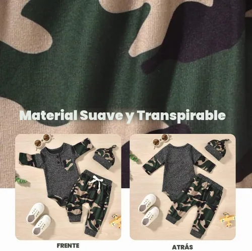 Vista 4 de Aalizzwell Conjunto de Ropa para Bebé Recién Nacido, Niños, Otoño e Invierno Camuflaje