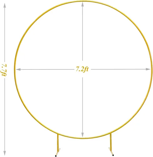 Vista 3 de LANGXUN - Kit de arco redondo metálico para globos, color dorado de 2.2 m, marco de soporte circular de fondo para decoración de boda, fiesta