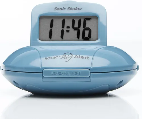 Vista 11 de Sonic Alert Reloj Despertador Digital – Reloj Despertador de Viaje para Personas que Duermen Profundamente – Reloj Despertador Agitador de Cama