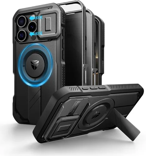 Vista 20 de Dexnor - Funda para iPhone 12 & iPhone 12 Pro con tapa deslizante para cámara, soporte ajustable y protector de pantalla integrado, carcasa