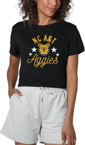 Vista 150 de Colección oficial de camisetas con diseño de mascota desgastada para mujer, color negro Grizzlies del estado de Adams