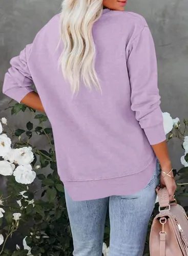 Vista 4 de Pkabogbi Sudadera casual de manga larga con cuello redondo para mujer, holgada, ligera, sin botones
