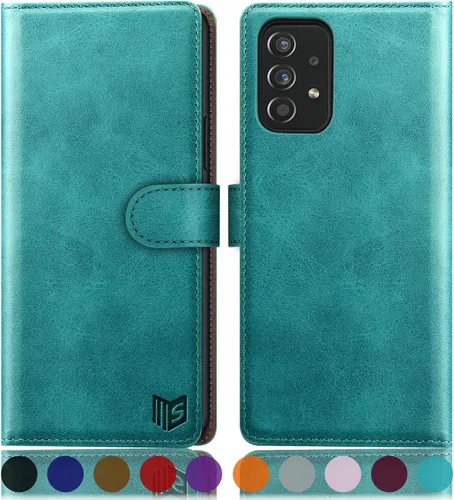 Vista 7 de SUANPOT Funda de cuero tipo cartera para Samsung Galaxy A53 5G con tarjetero RFID con tapa para teléfono con tapa folio libro a prueba de golpes