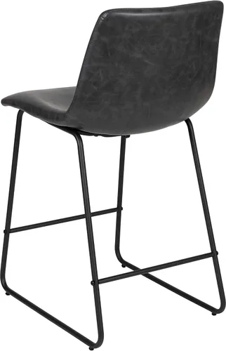 Vista 6 de Flash Furniture LeatherSoft Taburetes de altura de mostrador, gris, 2 piezas (2ETER1834524GY)