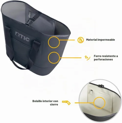 Vista 4 de Bolsa de mano ultra resistente RTIC, impermeable para playa, piscina, toalla, compras, de alta resistencia, resistente a perforaciones, pequeña Negro