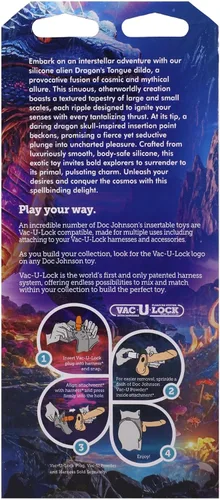 Vista 3 de Doc Johnson Vac-U-Lock x Fantasy F-ers - Lengua de Dragón - Consolador compatible con F-Machine y arnés, solo para adultos