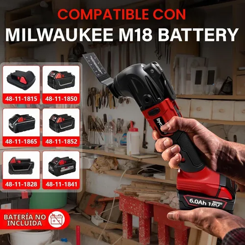 Vista 2 de Multiherramientas oscilantes para batería Milwaukee de 18 V, multiherramienta inalámbrica con 6 velocidades variables 8,500-21,000 RPM, 23 piezas