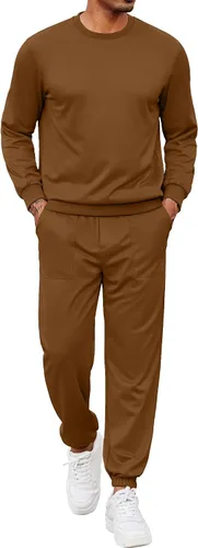 Vista 87 de COOFANDY Conjunto deportivo de 2 piezas para hombre, sudadera de manga larga, sin botones, para deportes, casual, fitness, trotar