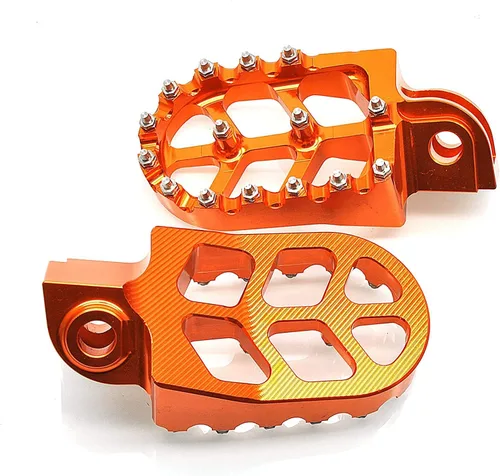 Vista 4 de MZS Estriberas para Moto de Cross, 2001-2018 Estribo de Motocicleta Adventure MX Pedal CNC Naranja Compatible con Modelos 65 85 125 150 200 250 300