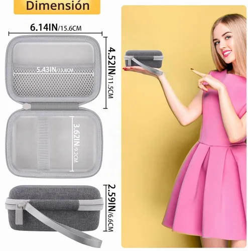 Vista 6 de co2CREA Carcasa rígida para impresora Fujifilm Instax Mini Link 3 2 1 Estuche blanco ceniza + interior blanco