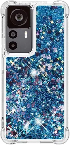 Vista 64 de Funda de silicona transparente con purpurina para Xiaomi Redmi A1 Bling Liquid Clear Star Heart Silicone Bumper a prueba de golpes, funda Azul
