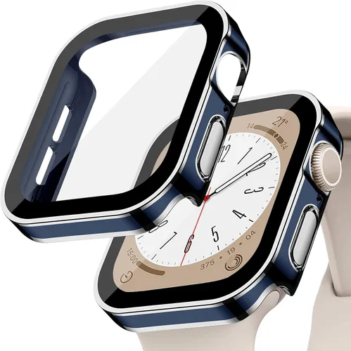 Vista 15 de Protección de Pantalla EIHAIHIS para Apple Watch Funda Serie 11 10 9 SE 8 7 6 5 4 40mm 44mm 41mm 45mm 42mm 46mm Vidrio Templado Impermeable PC