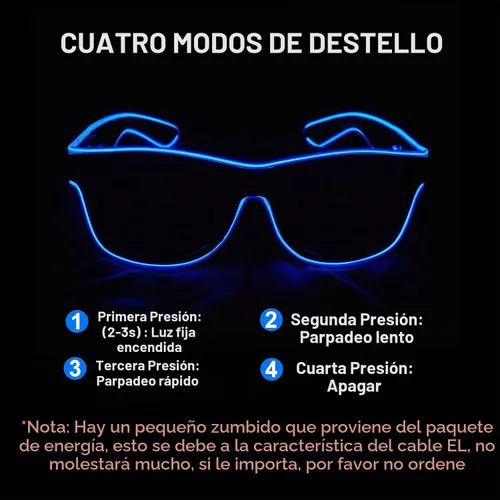 Vista 4 de YouRfocus Gafas inalámbricas con luz LED que brillan en la oscuridad para fiestas rave, EDM (azul)
