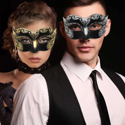 Vista 7 de Máscara veneciana para hombres, mujeres, parejas, máscara veneciana para Halloween, Mardi Gras, fiesta de disfraces