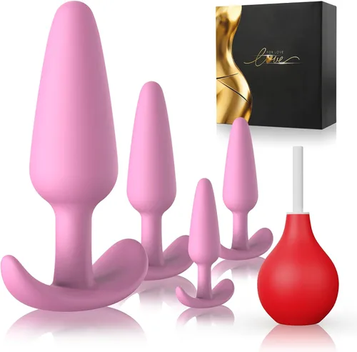 Vista 9 de Kit de entrenamiento de enchufe anal 5PCS silicona Butt Plug Set Negro