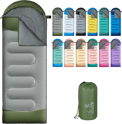 Vista 16 de Sacos de dormir para adultos y niños - 3 estaciones para clima frío y cálido, impermeables para acampar - Sacos de dormir ligeros para camping