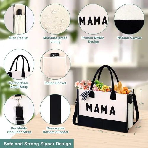 Vista 4 de Extrogif MAMA - Bolsa de mano para el día de la madre, regalos para la nueva mamá, mujeres embarazadas, bolsa de hospital esenciales para el parto
