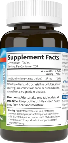 Vista 2 de Carlson Labs Hierro quelado 27mg, 250 tabletas