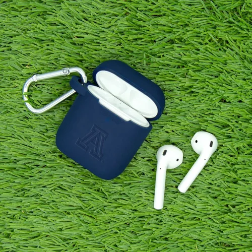 Vista 2 de AFFINITY BANDS Arizona Wildcats - Funda de silicona grabada compatible con Apple AirPods Gen 1 y 2 (azul marino)