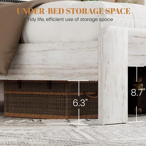 Vista 5 de Base de cama de madera tamaño Queen con cabecera de almacenamiento