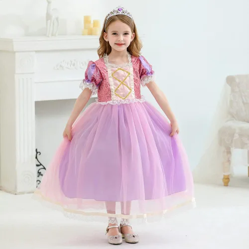 Vista 2 de Princesa Rapunzel - Accesorios de vestir para niñas, fiesta de cumpleaños, Halloween, Navidad, disfraz