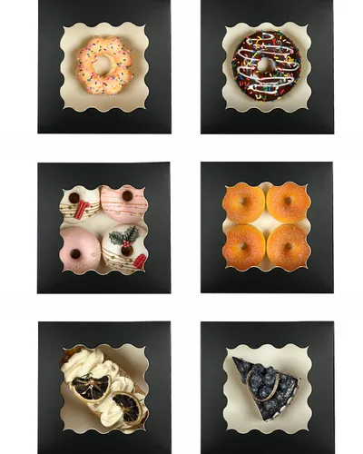 Vista 8 de Bakepacker 60 piezas Cajas para galletas negras de 6 x 6 x 3 pulgadas, fáciles de montar, cajas para macarrones y repostería con ventana para Negro