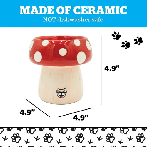 Vista 3 de Cuenco elevado de hongos para gatos, cuenco elevado de cerámica para alimentos, agua, cuencos de comida elevados para perros pequeños, bonito regalo
