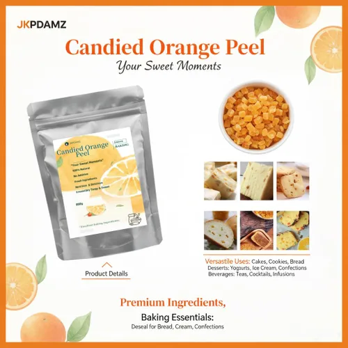 Vista 4 de Dados de cáscara de naranja confitada, cubos de naranja dulce glaseada, 800