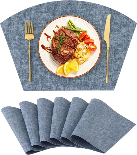 Vista 78 de Homaxy Juego de 4 manteles individuales de piel sintética resistentes al calor para mesa de comedor, impermeables, lavables, lavables, manteles