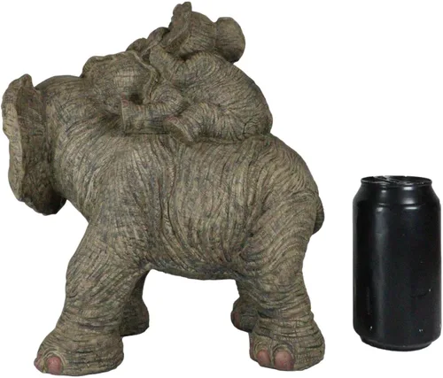 Vista 8 de Ebros - Estatua de elefante de vida silvestre y 2 terneros a cuestas, 10.5 pulgadas de alto, resina de safari, elefantes, escultura familiar