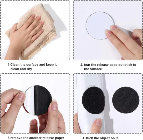 Vista 4 de WILLBOND 24 pares de parches de árbitro de 1 pulgada con puntos negros autoadhesivos redondos de doble cara de gancho y bucle, cinta adhesiva