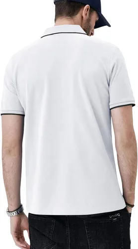 Vista 4 de Aiyino Polo de manga corta para hombre, estilo casual, ajustado, cuello en V, diseño básico, de algodón