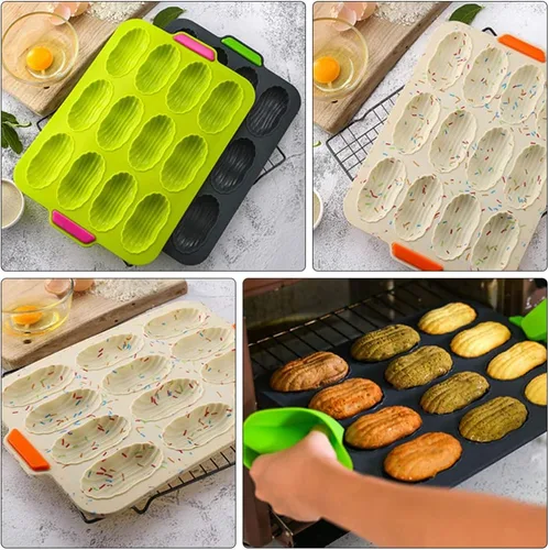 Vista 8 de Bandejas de panadería antiadherentes de silicona Eclair, molde antiadherente, molde para pan de hoja, molde para tostadas, molde para brownie