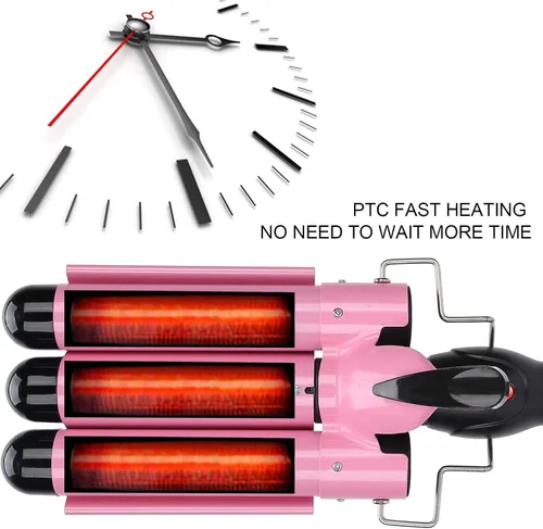 Vista 3 de YUYTE 3 rizadores de pelo, rizador ajustable con control de temperatura, herramienta de peinado para ondas y rizos