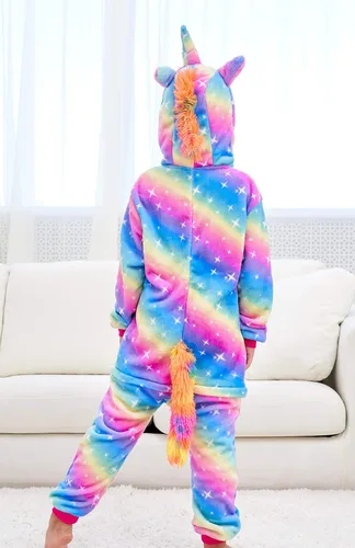 Vista 5 de Disfraz de unicornio con capucha para niñas, disfraz de una pieza para Halloween