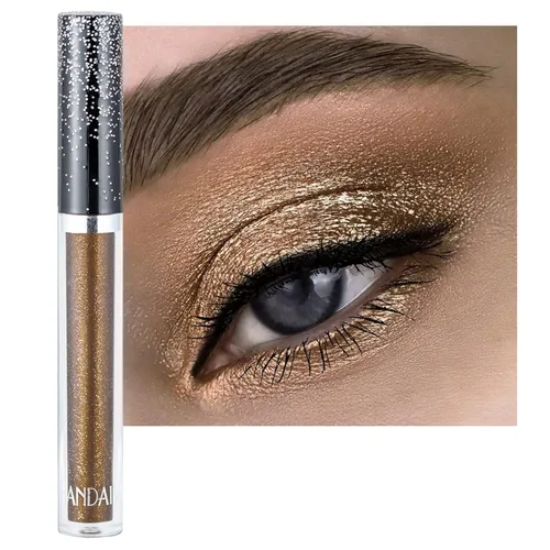 Vista 13 de Sombras de ojos con purpurina, sombras de ojos líquidas, metales de larga duración, plata brillante, dorado, sombras de ojos coloridas con purpurina