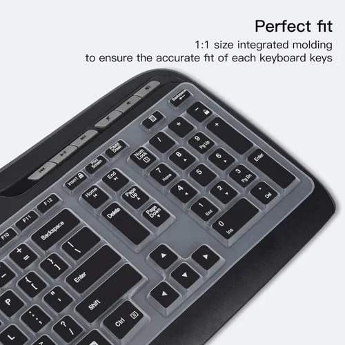 Vista 2 de Logitech MK320 K330 MK335 - Funda de teclado de silicona impermeable para Logitech MK320 MK335, color negro