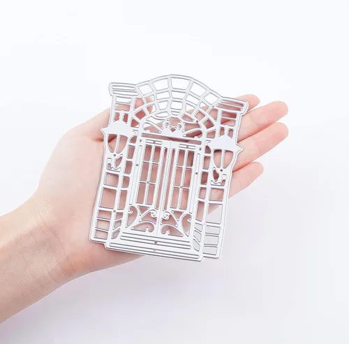Vista 4 de ORIGACH 4 piezas de marco de ventana para puerta, fondo de encaje, troquelados, plantillas en relieve, molde de plantilla para álbumes de recortes