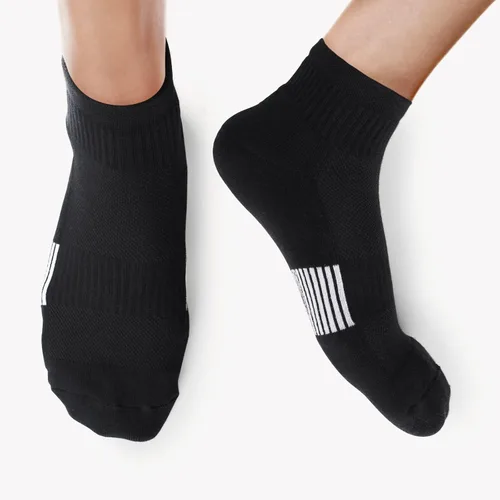 Vista 6 de WISVOOO Calcetines de tobillo para mujer, corte bajo, para correr, atléticos, acolchados, Negro