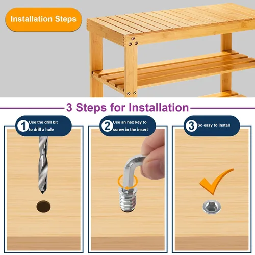 Vista 5 de 50 piezas de insertos roscados de alta calidad para madera, insertos roscados de 1/4-20 con broca y llave hexagonal, acero al carbono de alta dureza