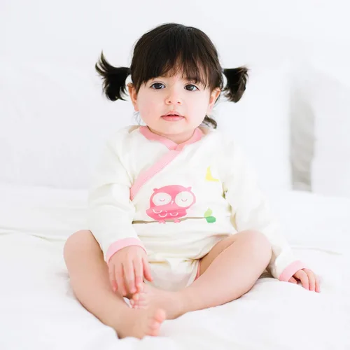 Vista 8 de Babysoy Kimono de algodón orgánico de manga larga Onesie Bodysuit