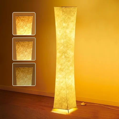 Vista 12 de chiphy - Lámpara de pie regulable de 52” (S) de alto, 2 bombillas LED de 12 W con 3 niveles de brillo ajustables, pantalla de tela blanca, para sala